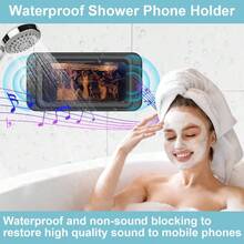 Shower Phone Holder Waterproof Anti Fog Sensitive Shower Phone Case Waterproof Phone Case Mirror Wall And Bathtub Wall Mounting Between Bathrooms Compatible With 4 - Phones.