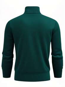 GRDR Men's Solid Color Turtleneck Long Sleeve Casual Sweater, Autumn/Winter - Dark Green - View 3