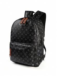 Mochila elegante para hombres con estampado de flor de ciruelo, diseño floral retro geométrico, bolsa de ordenador impermeable de PU grueso, mochila escolar de gran capacidad para universidad, viajes de negocios, uso diario casual, regalo para hombres (adecuado para la temporada de vuelta al colegio) - Negro - Ver 9