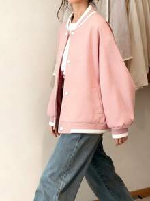 Chaqueta de béisbol High Street: chaqueta individualista y moderna con estampado de inspiración coreana y estilo universitario femenino Cazadoras para Mujer - Rosa - Ver 6