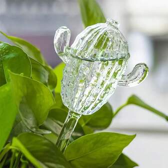 1pc Automatic Watering Device With Cactus Design - Indoor Potted Plant Plastic Watering Device, Low Maintenance Gardening Tool, Slow Release Design, Cactus Themed Decor, Fashionable Craft