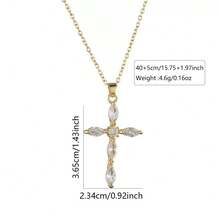 1 pieza Collar con colgante de cruz de circonita cúbica de lujo y estilo vintage, colgante de cruz de cristal de vidrio exquisitamente brillante, joyería unisex adecuada para uso diario y fiestas, regalo para hombres, mujeres, amigos, esposa, hija, elegante para cumpleaños, aniversario, festividades