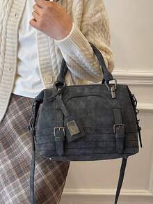 New Vintage Casual Women Handbag Boston Bag For Work Commute, With Shoulder Strap