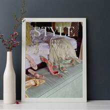 1 peça de impressão artística de colagem de sapatos retrô sem moldura, decoração de quarto feminino, arte de parede estética para meninas, decoração de parede de apartamento, decoração de dormitório, arte de parede para decoração de casa, decoração de festa e escolha perfeita para presente