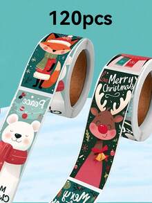 20 Stücke/50 Stücke/120 Stücke Weihnachts-Aufkleber - Süßer Weihnachtsmann, Eisbär, fröhliche Weihnachtsdesigns - rot, grün, gold, weiß, schwarz, blaugrüne Feiertags-Farben - geeignet für Geschenkverpackung, Karten, Dekorationen, Verpackung - Papiermaterial - geeignet für den privaten oder gewerblichen Gebrauch, Feiertags-Aufkleber, festliche Kartensiegel, lebendige Feiertags-Muster, saisonale Basteleien, dekorative Stempel, glatte Oberfläche, Kunstetiketten, unverzichtbar für Bastler - Verschiedenfarbig - Übersicht 9
