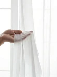 2pcs White Sheer Curtain Panels, Grey Chiffon Voile Drapes For Living Room, Bedroom, Balcony, Sheer Window Curtains