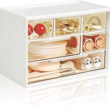 1 Stück Aufbewahrungsbox für den Schreibtisch, einfaches Ins Milchweißes Sechs-Gitter Mehrfach-Gitter Schublade Stationery Notizbuch Box, transparente staubdichte einfache Schreibtisch Trennwand Schublade Aufbewahrungsbox, Geburtstagsgeschenk, Halloween, Thanksgiving Geschenk, für Zuhause Schreibtischzubehör Büro, Schmuckaufbewahrungsbox