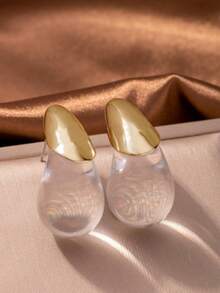 Pendientes de lágrima blanca transparente