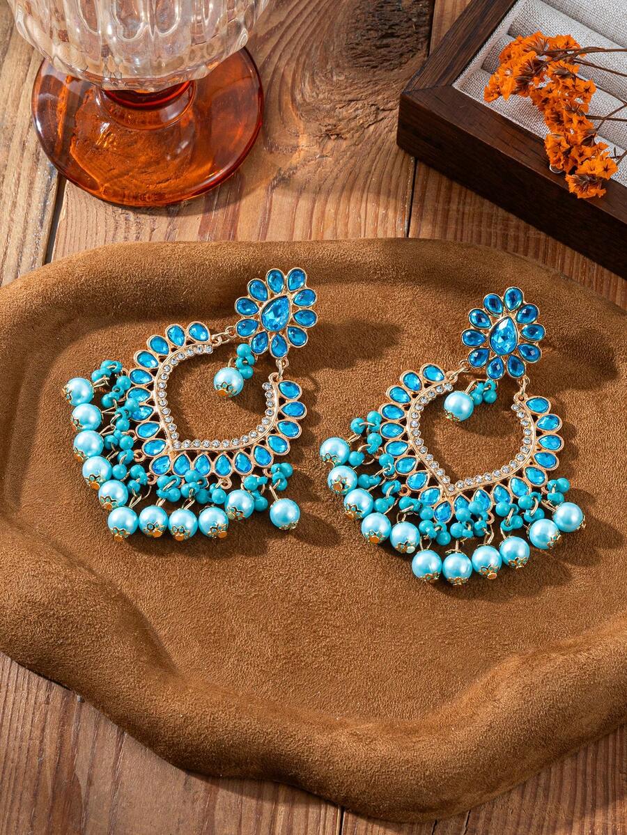 1 pereche cercei eleganti la modă, retro, exagerați, în formă de inimă, cu clopot