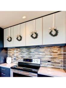 Christmas Mini Cabinet Wreaths For Kitchen With Ribbon Bows Red Berry,Mini Wreaths Farmhouse Decoration Artificial Hanging Garlands For Christmas Front Door Window Chair Wall Christmas Decorations Home Christmas Gifts Christmas Decor - Multicolor - View 3