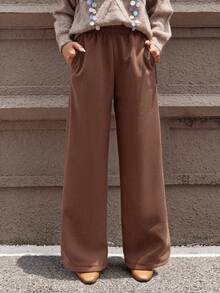 Casual Brown Thickened Winter Corduroy Pants For Women,Outdoor Strolls, City Walks & Travel, Warm Corduroy Winter Pants,Stretch Waistband Comfy Pants - Coffee Brown - View 6