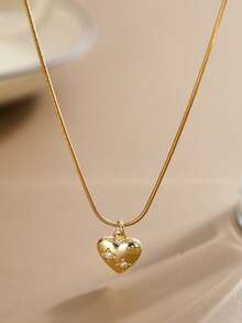 Tkool 1 Dây chuyền mặt dây chuyền nữ, phong cách nhiều lớp tối giản, dây chuyền mặt trái tim bằng thép không gỉ đính đá Cubic Zirconia, phụ kiện đa năng dùng hàng ngày & làm quà tặng - Vàng - Xem 4