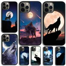 Custodia per telefono con motivo lupo che ulula alla luna, compatibile con Apple 17 Air 11 Pro Max Plus SE2020, custodia compatibile con 17 Air 14 15 16 13 12 Max, custodia compatibile con 17, 17 Pro, 17 Pro Max - 010 - Visualizzare 1
