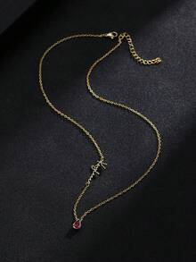 1 925 Silver Personalized Custom English Letter Name Birthstone Artificial Zirconia Pendant Necklace, Elegant And Romantic, Bohemian Style With Accessories, Suitable For Valentine's Day, Birthdays, Anniversaries - Yellow Gold - View 8