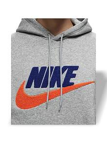 Nike Club Fleece 男式连帽衫 健身房日常下班后休闲旅行通勤轻质羊毛衬里超大版型可调节抽绳亲肤易清洁灰色 FN3104-063 - 灰色 - 查看 7