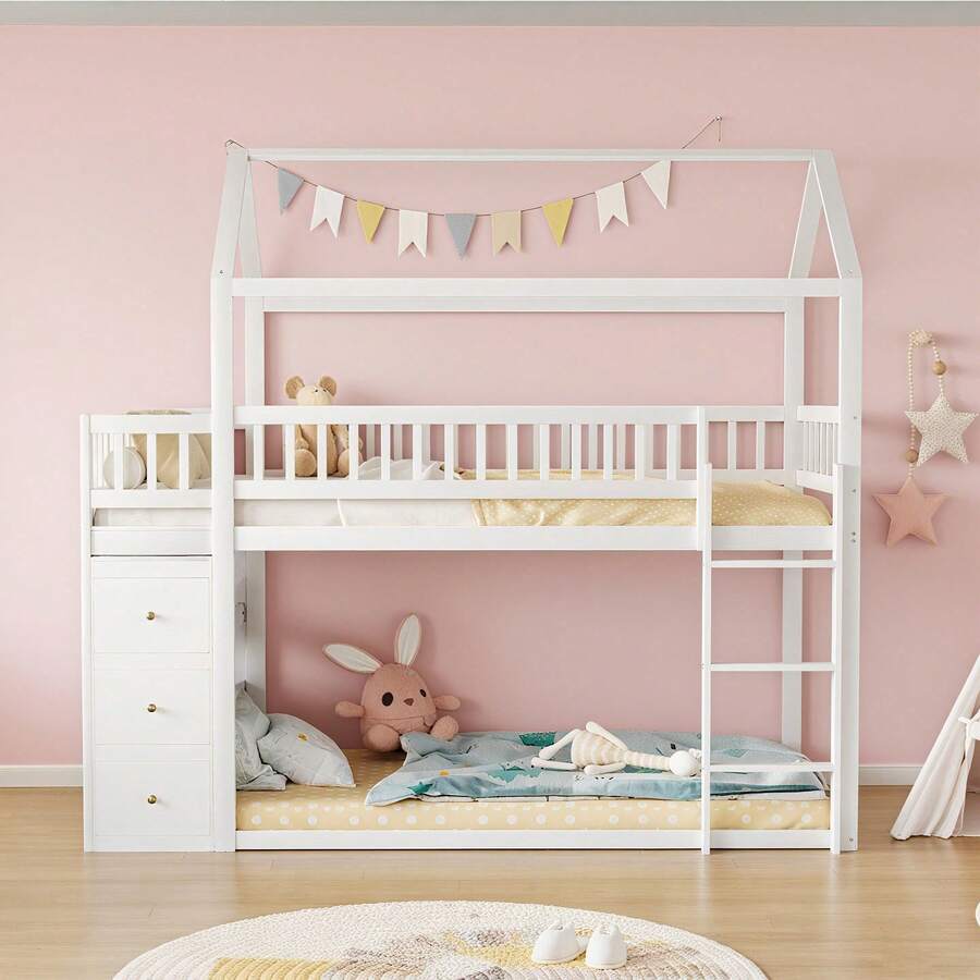 Kids Bed Frames, Headboards & Footboards - White + Wood + Wood - View 1