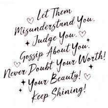 Empowering Inspirational Quote Wall Art - "Let Them Misunderstand You.Judge You.Gossip About You.Never Doubt Your Worth!Your Beauty!Keep Shining!"- Modern Decorative Print For Home Or Office, Perfect For Encouragement And Motivation Decor, Gift For Friends And Family - 白色 - 查看 6