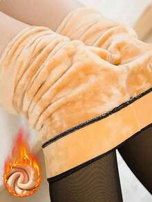 1pc 80g/220g/300g Women's Sexy Sheer Black Tights, Thermal Lined Pantyhose, Business & Sexy, Plus Size Leggings, Warm Lining Tights, Warm Leggings, Christmas Gift, Valentine's Day - Translucent Black - View 7