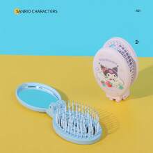 Miniso Sanrio Kuromi - Lược gấp gọn tiện dụng bằng nhựa ABS, tích hợp gương và lược, lý tưởng cho việc trang điểm và làm tóc nhanh chóng của học sinh trong giờ giải lao (1 chiếc) - Màu tím - Xem 1
