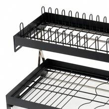 LIVINGANDHOME Living And Home 2-Tier Carbon Steel Dish Drainer Rack,Kitchen Dish Drying Rack,Kitchen Organizer Storage Shelf - Gunmetal Grey - View 11