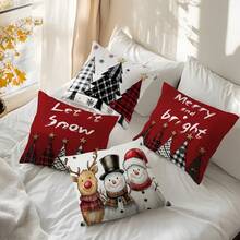 4pcs Christmas Decoration Set, Single-Sided Printed Throw Pillow Covers, 45*45cm