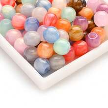25/30pcs Fashion Large Hole Resin Beads, High Quality Faux Jade Smooth Loose Beads - Glitter, Agate, Mermaid And More Designs, For DIY Bracelets, Necklaces, Scarf Decorations - Multicolor - View 14