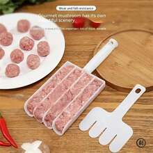 1 máquina de cocina cuádruple para hacer bolas de arroz y carne, molde doméstico para albóndigas de pescado, cuchara de plástico para procesar relleno de carne - 1 pieza - Ver 1
