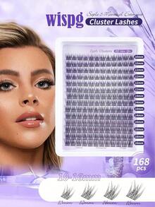 14rows/168pcs Eyelash Cluster Waterproof Mink, Natural Soft Curl Eyelashes,10-16mm Mixed 0.07mm C/D Natura Lashes , Lightweight Lashes Natural To Dramatic Makeup, Suitable Daily Use And Events - Bộ vest đen - Xem 4