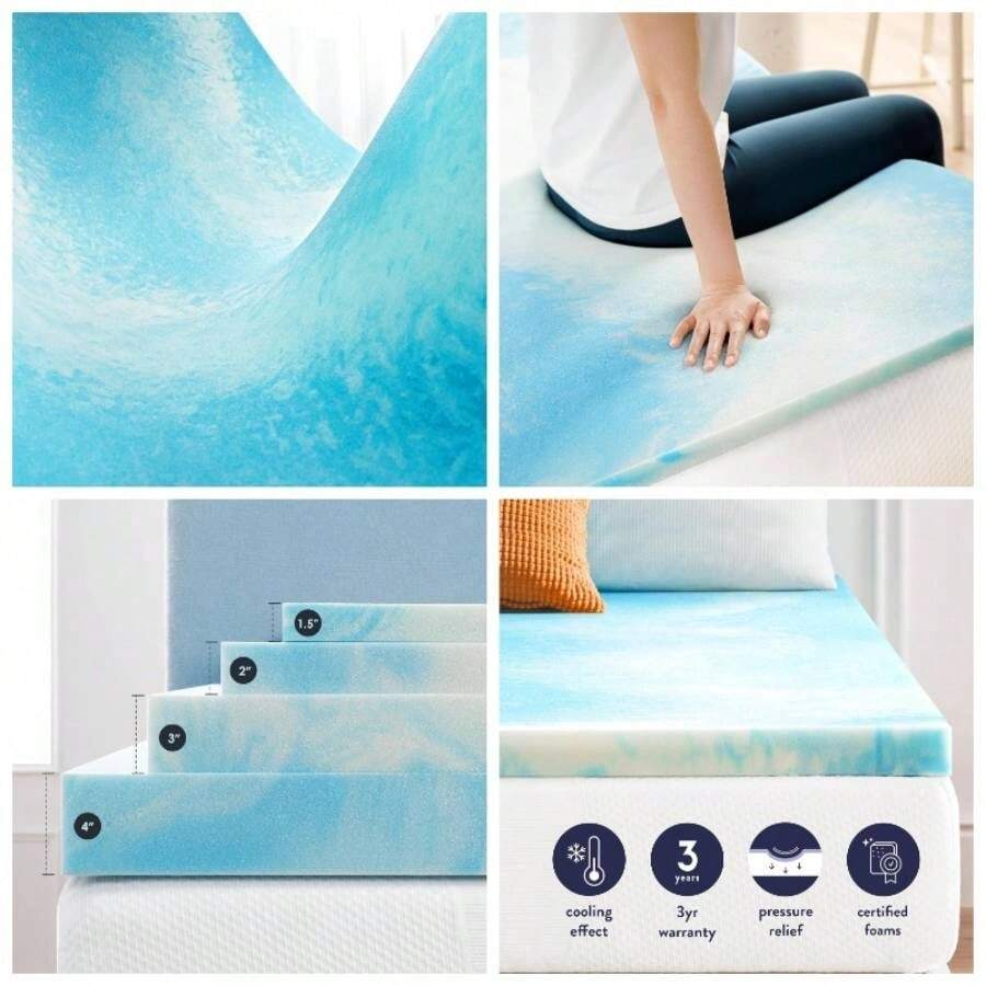 Mellow - Colchn de Espuma viscoelstica con Flujo de Aire de refrigeracin AeroBreeze de 2 Pulgadas, Esencial para recmara, tamao - 5cm + Queen + Remolino - Ver 1