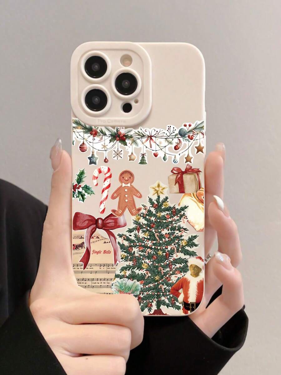 1pc Minimalist Christmas Music Note & Monkey Pattern Soft Silicone Shockproof Phone Case Compatible With IPhone 16 ProMax/16/16 Pro/16 Plus/11/15/15 Pro/15 ProMax/12/13/14 ProMax/XS/XR/11 Pro/11 ProMax/12 Pro/12 ProMax/13 Pro/13 ProMax/7 Plus/14 Pro/14 ProMax/14 Plus/7 Plus/8 Plus/8/SE2/12 Mini/13 Mini, Anti-Yellowing - Multicolor - View 1