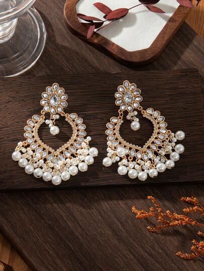 1 Pair Bohemian Heart Shaped Bell Earrings, Casual Elegant Accessory