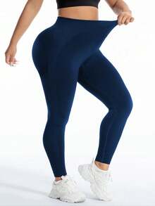 TNTOR Mallas de mujer con control de abdomen de cintura alta y compresión sin costuras T000L, talla grande, pantalones de yoga a prueba de flexiones de cintura alta, longitud 7/8, Levantamiento de melocotón, Negro