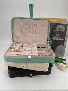 1 Piece Exquisite Simple Jewelry Box Storage Box, PU Leather Jewelry Storage Box Portable Suitable For Earrings, Bracelets And Rings, Mother's Day, Valentine's Day Gifts - The Best Gift Jewelry Display And Packaging Supplies - Multicolor-upgraded - View 4