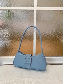 Túi xách có khóa thắt lưng, Túi đeo vai thời trang mùa hè mới, Túi đeo nách đơn giản - Màu xanh lam - Xem 2