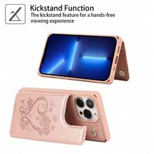 For IPhone 13 Pro Max Case With Card Holder, Wallet Case For Women Men, For IPhone 13 Pro Max Phone Case With Stand & Strap,Leather Shockproof Protective Case Cover- Rose Gold{"Color_name":"E-Rosegold"} - 多色17 - 查看 7