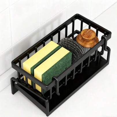 Multi-Functional Plastic Sink Organizer Set | For Kitchen/Bathroom | Faucet Hanging Storage | Holds Dish Cloths/Sponges/Brushes | Durable & Easy To Clean, Space-Saving