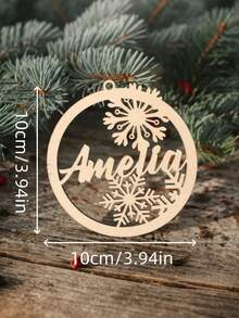 1pc Personalized Wooden Christmas Tree Ornament With Regular Hemp Rope, Customized Name Christmas Decoration, Laser Cut Name, Personalized Christmas Gift, Christmas Decor, Indoor Christmas Decoration