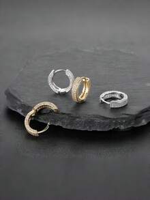 1对时尚3D锆石耳环，情侣饰品，适合派对和宴会佩戴 - 彩色 - 查看 5