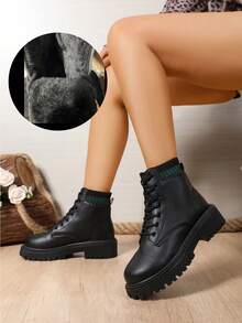 2025 New Thick Sole Retro Versatile British Style Ankle Boots For Women, Suitable For Spring And Autumn - Green - View 4