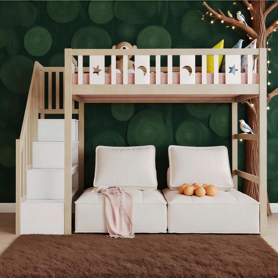 Kids Bed Frames, Headboards & Footboards - Natural + White + Solid Wood + Bedroom - View 1