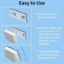 Soporte para Pase de peaje para EZ Pass, I Pass, I Zoom, PalPass, FasTrak, Quick Pass, Pass, PrePass, Toll Pass Parabrisas, Transparente, 3.9x 2.1 Pulgadas - inicial - Ver 4