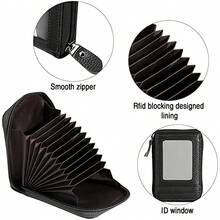 Credit Card Wallet With Zipper, Leather Anti-Theft Men And Women Credit Card Holder