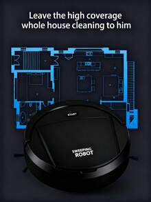 1 Piece Robot Vacuum Cleaner, Can Clean From Hard Floors To Medium-Thick Carpets, Super Suction, Ultra-Thin And Quiet, Built-In Memory Function, Multiple Cleaning Modes, 3 Cleaning Modes. Best For Removing Pet Hair, Food Crumbs, Water On The Floor - A Good Helper For Home Cleaning. - 黑色 - 查看 9