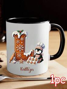 1/2/4pcs Personalized Custom Text Gingerbread Initial Mug | Custom Mug For Friend Holiday Surprise Gift, Long-Distance Friendship Christmas Keepsake, Daily Office Coffee/Tea Cup, Friend Gifting Accent - Multicolor - View 24