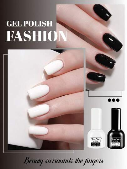 Ten Coco 1 PC 12ml/0.5oz Gel Nail Polish, Popular Series Nail 6 Colors Black White Gray All Seasons Gel Polish-UV/LED Soak Off Semi-Permanent Varnish For Diy Manicure Gift