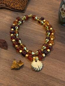 1pc Vintage Luxury Autumn/Winter Multilayer Beaded Necklace, Asymmetrical Design, Elegant Necklace Suitable For Women To Pair With Sweaters, Suitable For Parties And Gatherings, Great Gift For Friends And Family