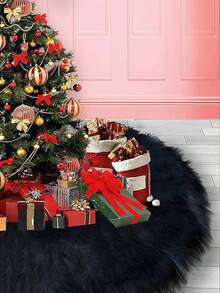 1 pièce Robe d'arbre de Noël en fausse fourrure longue, rose, blanche, rouge, noire. Robe en peluche longue pour arbre de Noël, décoration et présentation d'arbre de Noël pour fête de Noël à la maison, accessoire de décoration d'ambiance festive pour la maison, douce et belle robe en peluche pour arbre de Noël, décoration de Noël, décoration hivernale pour la pièce