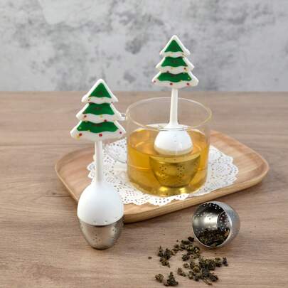 1 件圣诞图案茶叶浸泡器，适用于茶室、日常聚会、方便露营和泡茶