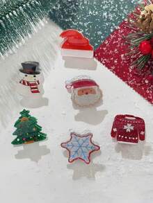 6 pièces Pinces à cheveux de Noël mignonnes et minimalistes pour enfants, accessoires de pinces à cheveux de dessin animé pour filles