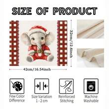 1/4/10 pièces Ensemble de nappe et set de sets de table avec motif éléphant et nourriture de Noël, nappe de table de fête, décoration de maison, cadeau, ensemble de nappe et sets de table convenant aux célébrations intérieures et extérieures, fournitures de fête saisonnière, décoration de table de cuisine et de salle à manger, décoration de table de fête, nappe de maison, nappe de restaurant